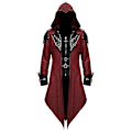 Miniatyrbild 2 av 2: 2023 Nytt Medeltida Assassin Game Assassins Creed Cosplay Kostym Edward Streetwear Huvjacka Ytterkläder Halloween Festkläder Röd-WELLNGS Red L