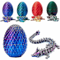 Miniatyrbilde 1 av 4: 3D-printet drageegg, fullt ledd drage krystalldrage med drageegg, hjemmekontor dekorasjon sjefens skrivebordsleketøy, - WELLNGS Silk Gold