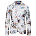 Miniatyrbilde 1 av 5: Herre Dressjakke Bronzing Trykk En Knapp Blazer-WELLNGS white XL