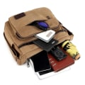 Miniatyrbild 3 av 4: Vattentät budväska axelväska medium, multifickor canvas crossbody väska för män kvinnor, casual herr väska(M)-WELLNGS