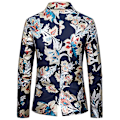 Miniatyrbilde 3 av 5: Herre Dressjakke Bronzing Trykk En Knapp Blazer-WELLNGS navy M