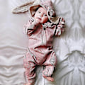 Miniatyrbild 1 av 4: Nyfödd Baby Sparkdräkt Kanin Dragkedja Jumpsuit Påskhare Pyjamas Spädbarn Sovkläder-WELLNGS Pink 3-6 Months