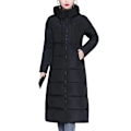Miniatyrbilde 1 av 5: Kvinners vinter dunjakke casual lang glidelås yttertøy puffer jakke egnet for venner samling slitasje-WELLNGS Black L