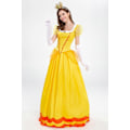 Miniatyrbild 2 av 5: Kvinnors Super Mario Peach Cosplay Kostym Rosa Prinsessklänning + Handskar + Huvudbonad Set Karneval Party Set - WELLNGS Yellow S