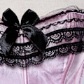 Miniatyrbilde 4 av 5: Sexy Satin Blonder Overlegg Korsett Bustier Overbust Burlesque Korsett Topp Bodyshaper Lingerie Showgirl Festdrakt Plus Size-WELLNGS MULTI L