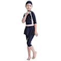 Miniatyrbild 3 av 5: Flickors Badkläder Barnens Badkläder Enfärgad Burkini Badkläder Strandkläder - WELLNGS Navy Blue 12-13 Years