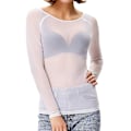 Miniatyrbilde 1 av 3: Kvinners gjennomsiktig langarmet sømløs arm shaper topp mesh skjorte bluse-WELLNGS White M