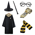 Miniatyrbild 1 av 5: Harry Potter 6-delad set magisk trollkarl cosplay maskeradkappa mantel kostym - WELLNGS Yellow 135cm (7-8 years)