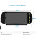 Miniatyrbillede 5 af 5: 7 tommer LCD-spejlmonitor til bil, parkeringsskærm, 2 AV-indgange, automatisk visning til bakkamera - WELLNGS 0 0