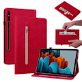 Miniatyrbillede 1 af 5: for Samsung Galaxy Tab S9+ PU Læder Tablet Etui Lynlås Lomme Kortspor Pung Stativ Cover-Rød-WELLNGS Red
