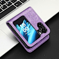 Miniatyrbillede 4 af 5: Kompatibel med Oppo Find N2 Flip 5G PU Læder Foldbar Telefon Cover Præget Trekant Telefon Cover med Kort Slots-WELLNGS Purple