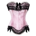 Miniatyrbilde 2 av 5: Sexy Satin Blonder Overlegg Korsett Bustier Overbust Burlesque Korsett Topp Bodyshaper Lingerie Showgirl Festdrakt Plus Size-WELLNGS Red 6XL