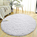 Miniatyrbilde 1 av 5: Noahas teppe stue rund tykk teppe fluffy stor teppe gulvteppe mykt teppe soverom lang plysj-WELLNGS White 150X150CM 5X5inch