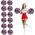 Miniatyrbillede 1 af 5: 12 stk. Cheerleading Pomponer med Fingerhuller Metallisk Folie Cheer Pomponer - WELLNGS Medium Red Blue