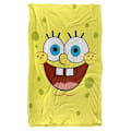 Miniatyrbillede 2 af 3: SpongeBob Tæppe, 91 cm x 147 cm SpongeBob Goofy Smiley Face Silky Touch Ultra Blødt Tæppe - WELLNGS 60x50in 125x150cm
