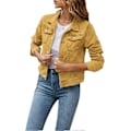 Miniatyrbilde 1 av 2: Dame Denimjakke Casual Lang Erme Krage Solid Farge Knapp Lomme Slank Passform Denimjakke Vår Høstjakke med Lommer - WELLNGS yellow M