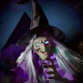 Miniatyrbillede 2 af 5: Halloween Animerede Svævende Heks Animatronics Halloween Dekorationer Udendørs-WELLNGS
