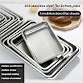Miniatyrbilde 2 av 5: 304 rustfritt stålbrett, rektangulær ren flat bunn firkantet plate, kommersiell kjøkken bakefiskplate, fortykket dampet risplate-WELLNGS G-style L60 W40 H2flat bottom