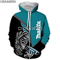 Miniatyrbilde 5 av 5: Ny ankomst hettegensere for menn/kvinner Makita 3D-trykte hettegensere Casual Harajuku-stil Streetwear Topper - WELLNGS 5 XL