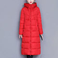 Miniatyrbilde 5 av 5: Kvinners vinter dunjakke casual lang glidelås yttertøy puffer jakke egnet for venner samling slitasje-WELLNGS Red XL