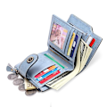 Miniatyrbild 2 av 5: SENDEFN 5206 RFID-blockerande plånbok i läder med flera kortfack - WELLNGS Light blue