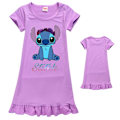 Miniatyrbild 1 av 2: 2024 Disney Lilo & Stitch Barnklänning Kortärmad Nattkläder Pyjamas PJs Nattlinne Nattklänning Ålder 7-14 År-WELLNGS Purple 7-8Years