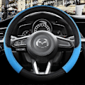 Miniatyrbild 1 av 5: Kompatibel med Mazda CX3 CX4 CX5 CX7 CX9 CX30 CX50 CX60 CX70 CX90 Bilratt Skydd PU Läder Halkfritt Biltillbehör-WELLNGS Blue