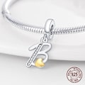 Miniatyrbild 3 av 5: 925 Silver Letter A-Z Alphabet Charm Namnpärlor Passar Original Pandora Armband Charms för Kvinnor DIY Hänge Tillverkning Smycken-WELLNGS
