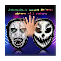 Miniatyrbillede 2 af 5: Bluetooth LED Lysende Party Maske Halloween Jul DIY Animation Tekst Kærlighed Spøg Koncert Robot-WELLNGS