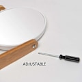 Miniatyrbillede 5 af 5: Makeupspejl med naturlig bambusfod, 8 tommer 1X/2X forstørrelse, dobbeltsidet 360 graders roterende forstørrelsesspejl (Hvid-oval) - WELLNGS