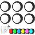 Miniatyrbilde 6 av 10: LED-spotlights 6 stk med 2 fjernkontroller RGB Design mange farger black