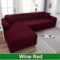 Miniatyrbild 1 av 5: Solid Sofföverdrag för Vardagsrum Sofföverdrag Elastiskt L-Format Hörnsofföverdrag Stretchöverdrag för Soffa-WELLNGS wine red-Sofa Cover 4 Seater 230-300cm