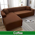 Miniatyrbild 1 av 5: Solid Sofföverdrag för Vardagsrum Sofföverdrag Elastiskt L-Format Hörnsofföverdrag Stretchöverdrag för Soffa-WELLNGS coffee-Sofa Cover 4 Seater 230-300cm