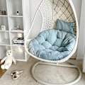 Miniatyrbillede 1 af 5: Balkon Kontor Have Gyngestol Rattan Stole Puder Swing Hængekurv Stol Pude Æg Stol Hængekøje Pude (ekskl. stole)-WELLNGS Lake Blue