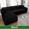 Miniatyrbild 1 av 5: Solid Sofföverdrag för Vardagsrum Sofföverdrag Elastiskt L-Format Hörnsofföverdrag Stretchöverdrag för Soffa-WELLNGS black-Sofa Cover 2 Seater 140-185cm