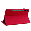Miniatyrbild 4 av 5: Samsung Galaxy Tab S9+ PU-läderfodral med blixtlåsförsedd ficka, kortplatser, plånboksstativ, rött - WELLNGS Red