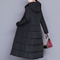 Miniatyrbilde 3 av 5: Kvinners vinter dunjakke casual lang glidelås yttertøy puffer jakke egnet for venner samling slitasje-WELLNGS Black XL