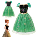 Miniatyrbilde 2 av 3: Snødronning Elsa Anna Rollespill Prinsessekjole Kostyme \"Frozen\" Jenter Halloween Jul Karneval Fest Fancy Dress Kostyme 1 Elsa Kjole-WELLNGS 1pc Elsa Dress1 3-4T(Tag 110)