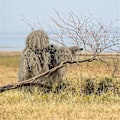 Miniatyrbillede 4 af 5: 5 i 1 Ghillie-dragt, 3D Camouflage Jagttøj Inklusive Jakke, Bukser, Hætte, Bærepose-WELLNGS YEL