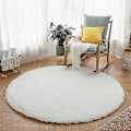 Miniatyrbilde 5 av 5: Plysj Rundt Teppe Myke Hvite Tepper for Stue Myk Hjemmeinnredning Soverom-WELLNGS rainbow Diameter 140cm