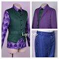 Miniatyrbilde 5 av 5: Heath Ledger cosplay-drakt film The Dark Knight Joker-kostyme lilla frakk komplett sett Halloween Joker vindjakke cos-WELLNGS XS