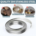 Miniatyrbild 4 av 5: 304 Rostfritt Stål Slangklämma - För DIY, Klippbar 5,9m Band + 15 Fästelement Kit Justerbar Maskgängad Bandklämma för Rör - WELLNGS