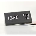 Miniatyrbild 5 av 8: Digital väckarklocka, bordklocka med natt LED datum röststyrning klocka trä