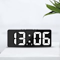 Miniatyrbillede 2 af 4: Stor intelligent digital vægklokke APP-styring med snooze-funktion - sort skal og hvidt lys