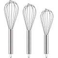Miniatyrbillede 1 af 5: 3 stk. rustfrit stålpiskeris 8\"+10\"+12\"\" Metalpiskerisæt Wisk køkkenredskab Køkkenpiskeris til madlavning, blanding, piskning, piskning, omrøring