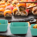 Miniatyrbillede 3 af 5: 4 stk. Keramik Appetizer Fad Firkantede Sojasovsfade Dip Skåle