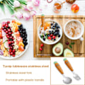 Miniatyrbillede 4 af 5: 2 stk. rustfrit børnebestik i rustfrit stål, børnebestik i rustfrit stål, gaffel og ske til børn, baby, hjem, skole (rundt håndtag, ca.