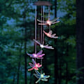 Pikkukuva 1 / 4: Aurinkotuuli Chime Dragonfly Mobile LED-valo Väriä vaihtava pihalle, puutarhaan,
