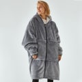 Miniatyrbillede 1 af 5: Tyk, doven tæppe til mænd og kvinder, hættepyjamas, varmt tøj, plysset tv-tæppe, løst light grey size: one size