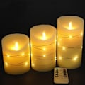 Miniatyrbilde 7 av 7: LED-flammeløs stearinlys med innebygde fe-lys, 3-delt LED-stearinlys med